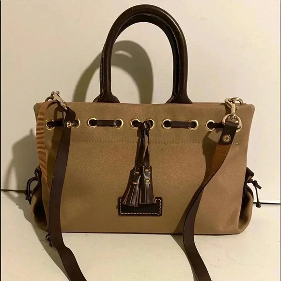 Dooney & Bourke beige brown canvas leather bag - Picture 1 of 16